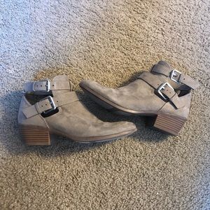Francesca’s suede ankle booties w/ buckle straps